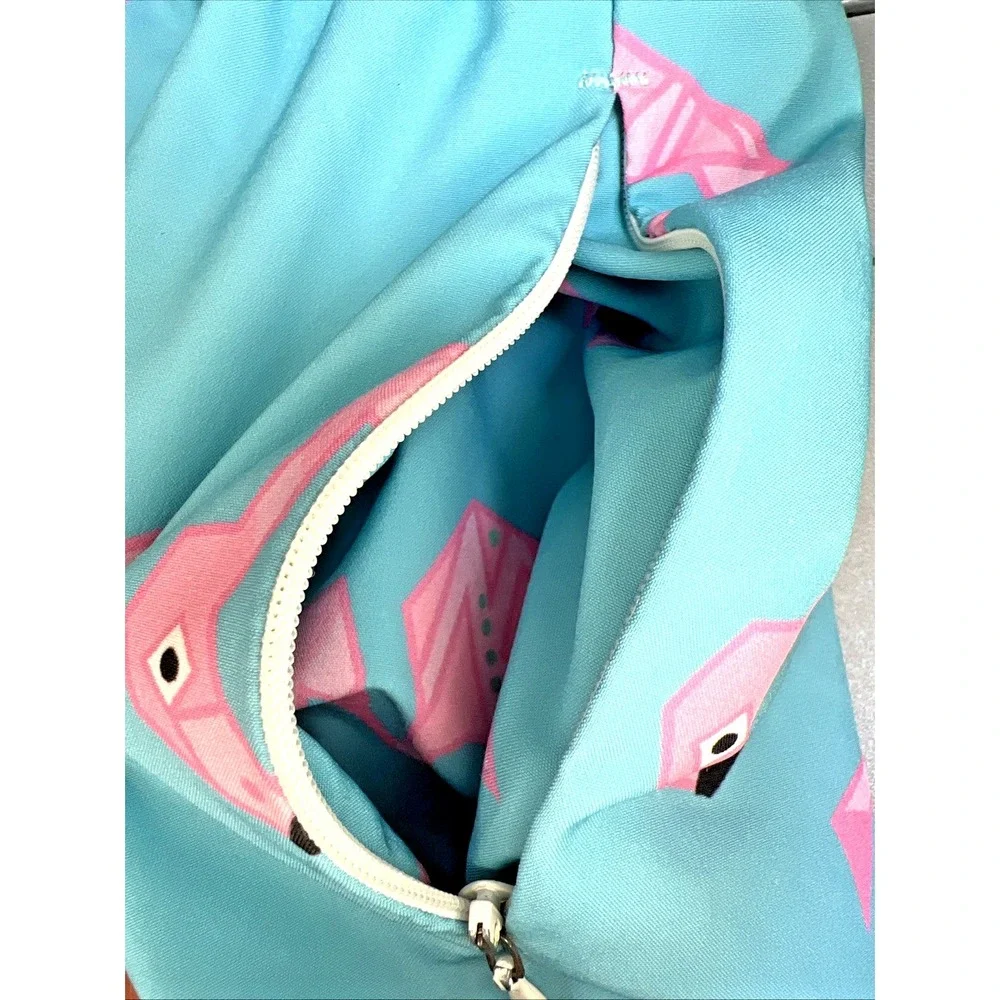 Maamgic Swim Trunks XXL Teal Flamingo Print Zipper‎ Pockets Lined Bathing Suit